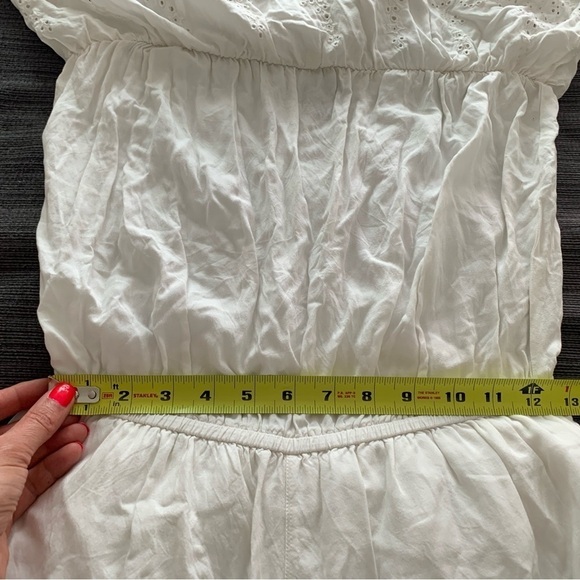 Topshop Boho Cottagecore White Eyelet Scalloped Jumpsuit Straight Leg Size 6 - Picture 13 of 15